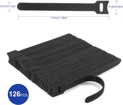 Nettbe 60 PCS 6 Inches Reusable Cable Ties, Adjustable Cord Straps Wire Organizer Cord Wrap and Hook Loop Cable Management