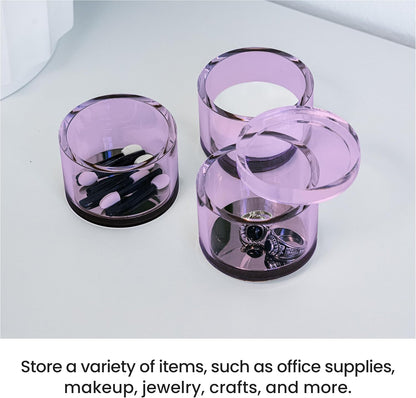OfficeGoods 3-Tier Stackable Acrylic Holder- Stylish Desk Organizer and Storage for Office or Home – Transparent Round Design with Gold Metal Base