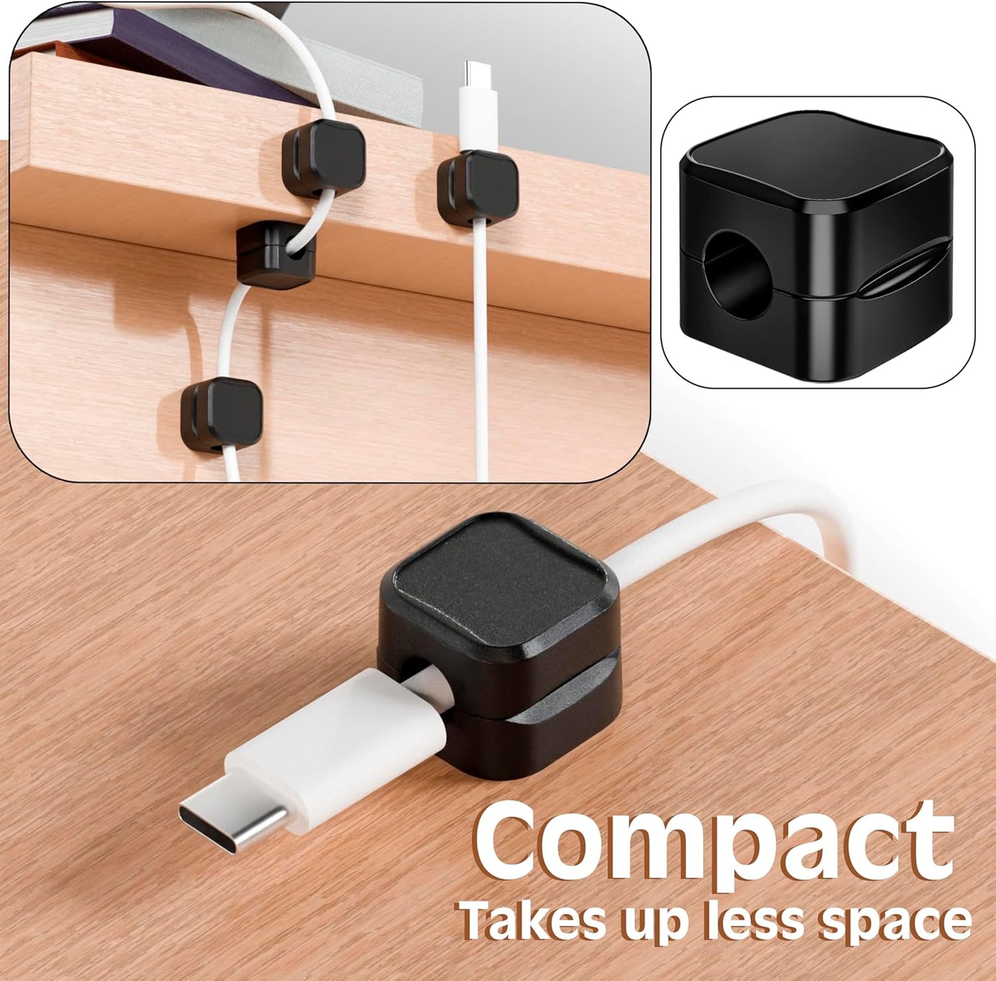 SaiTech IT Magnetic Cable Clips, Cord Organizer Holder, for Desk Cable Management, Adhesive Wire Keeper for Car, Office Home Desktop, Wall, Night Table (12 Pack)