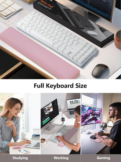 TopMade Upgraded Wider Wrist Rest Set, Soft Memory Foam Keyboard Hand Rest Pad, Computer Ergonomic Keyboard Mouse Wrist Support for Typing Pain Relief, Comfort for Office, Gaming, Study, Black