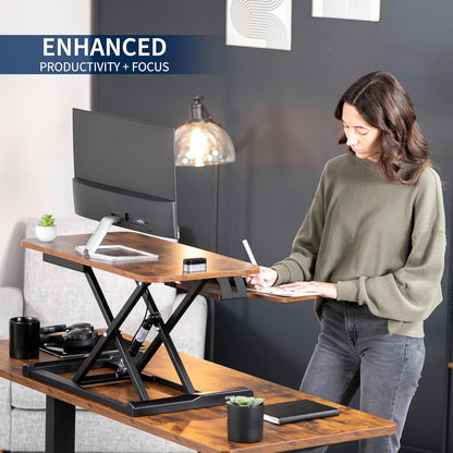 VIVO 26 inch Desk Converter, K Series, Height Adjustable Sit to Stand Riser, Dual Monitor and Laptop Workstation with Keyboard Tray, Black, DESK-V026KB