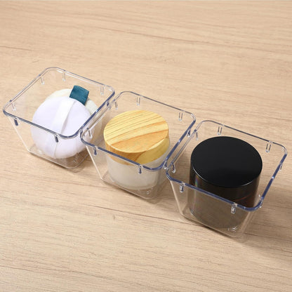 24 Pcs Clear Plastic Drawer Organizer Set, 3 x 3 x 2 Inch Stackable Storage Bins Dividers for Makeup, Office, Kitchen, Bathroom Organization