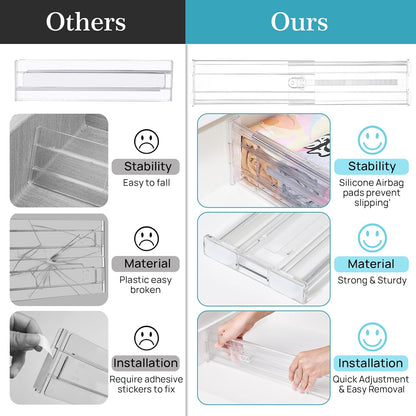 Vtopmart 8 Pack 6" Tall Upgrade Drawer Dividers for Big and Deep Drawer, 12.8"-22.3" Adjustable Expandable Dresser Drawer Organizer, Clear Plastic Separators for Dresser, Baby Supplies, Kitchenware