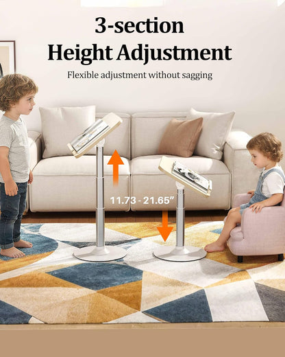 2-in-1 Kids Reading Stand for Books and Tablets,Adjustable Angle Height Book Holder with Book Clip,Kid-Friendly Ergonomic Book Holder for Toddlers,Laptop Riser Stand for Homeschool Floor Couch Bed Car