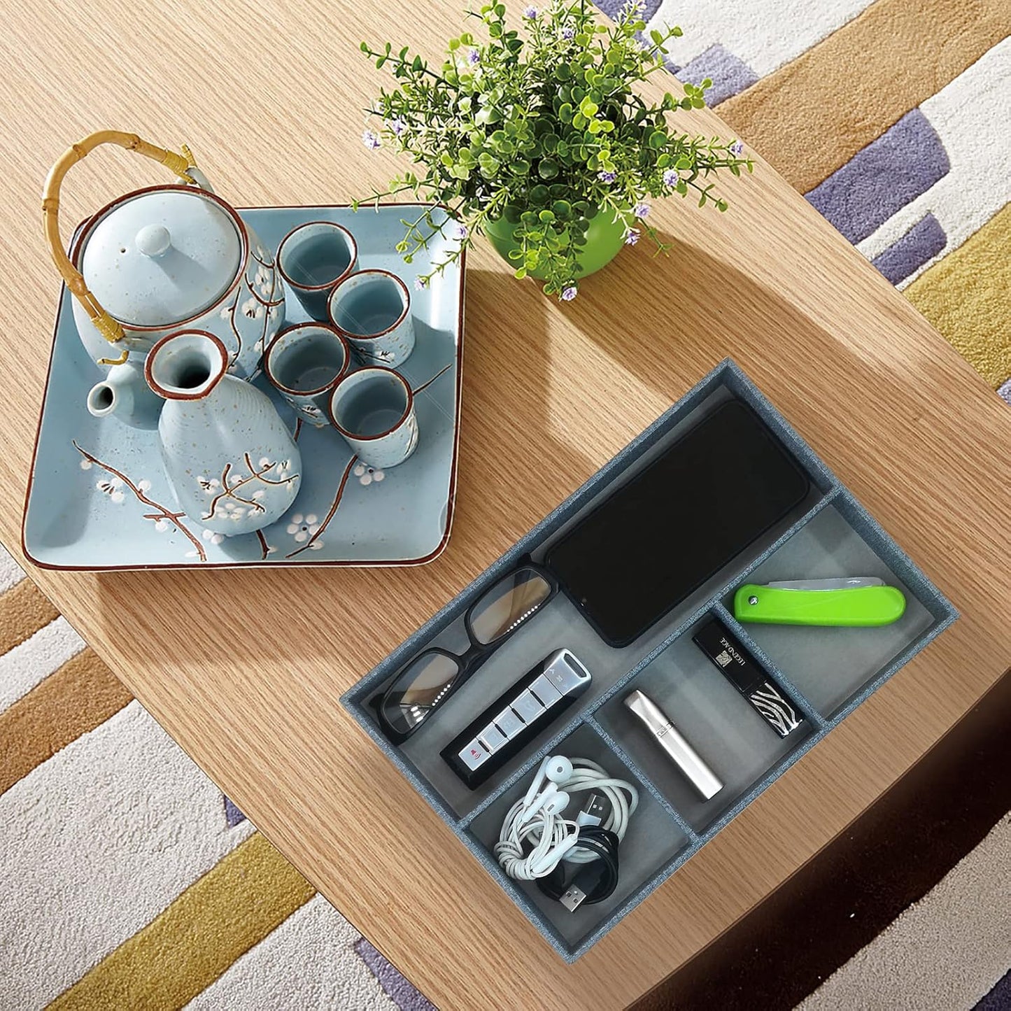 Desktop Glove Box, Nightstand or Dresser Organizer, Valet Tray, Entry Table Organizer, Dresser Storage Box,PU Leather Drawer Storage Decorative Trays.