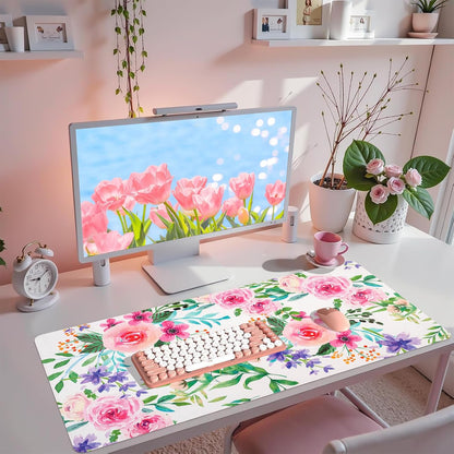 Wrist Rest for Computer Keyboard and Mouse, Ergonomic Design Wrist Support Pad for Keyboard, Soft Memory Foam Desk Pads Support Hand and Arm Easy Typing Pain Relief, 2 Piece Pad, Cream Pink