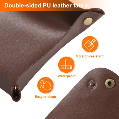 HARFINGTON 4pcs PU Leather Valet Tray Unisex Folding Small Catchall Tray Portable Entryway Table Tray Nightstand Bedside Desk Tray for Key Wallet Watch Coin Jewelry Dice, Pink