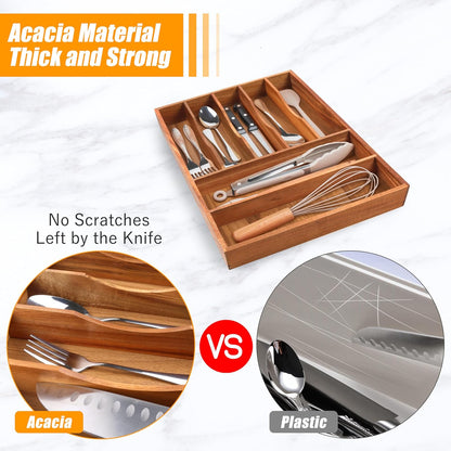 Kitchen Silverware Drawer Organizer and Storage Flatware Cutlery Utensil Holder Spice Rack Containers Bathroom Counter Cabinet Office Desk Makeup Drawer Tray Kitchen and Dining Tools Decor Accessories