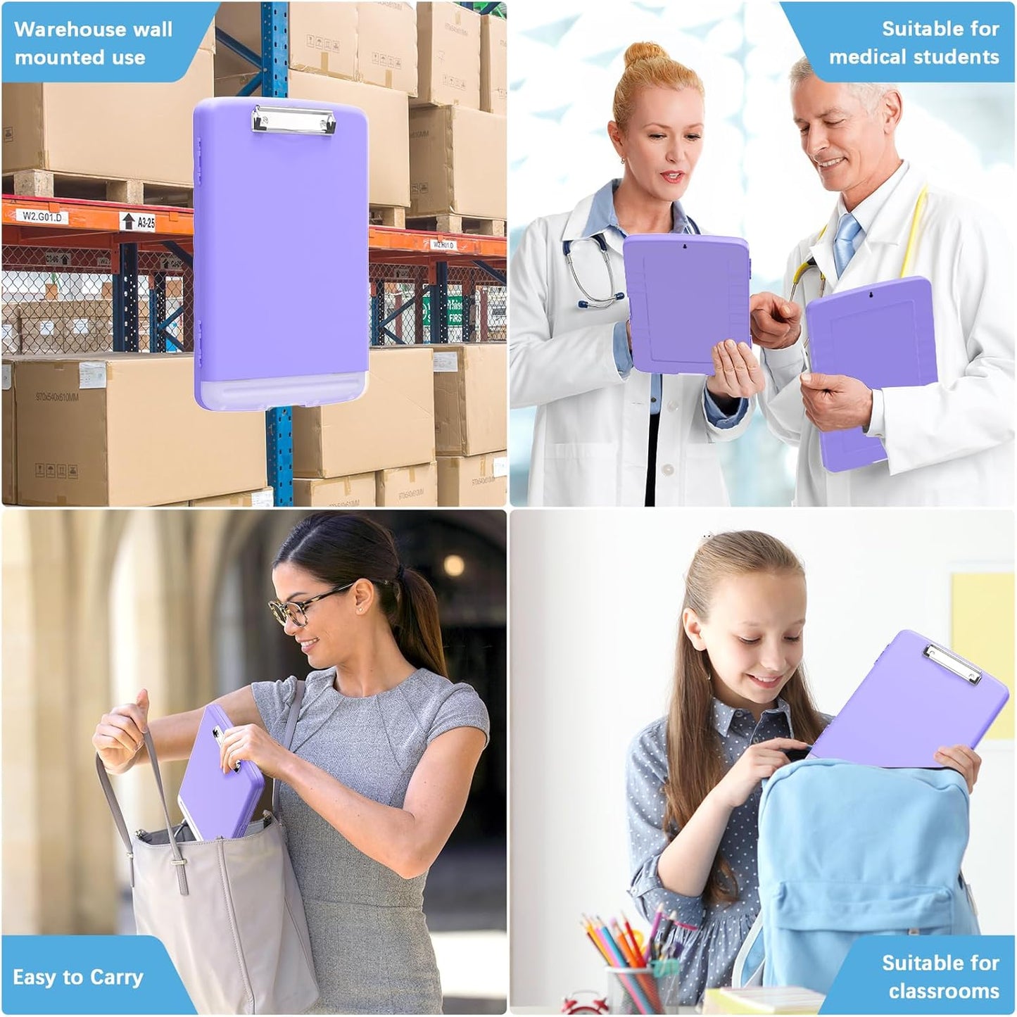 Hongri Clipboard with Storage with Pen Holder, Folder Nursing Clip Board 8.5 x 11 Foilo-Side Opening, High Capacity, Light Weight for Teachers, Classroom. Size 14 x 9.6 x 1.2 in(Pink)