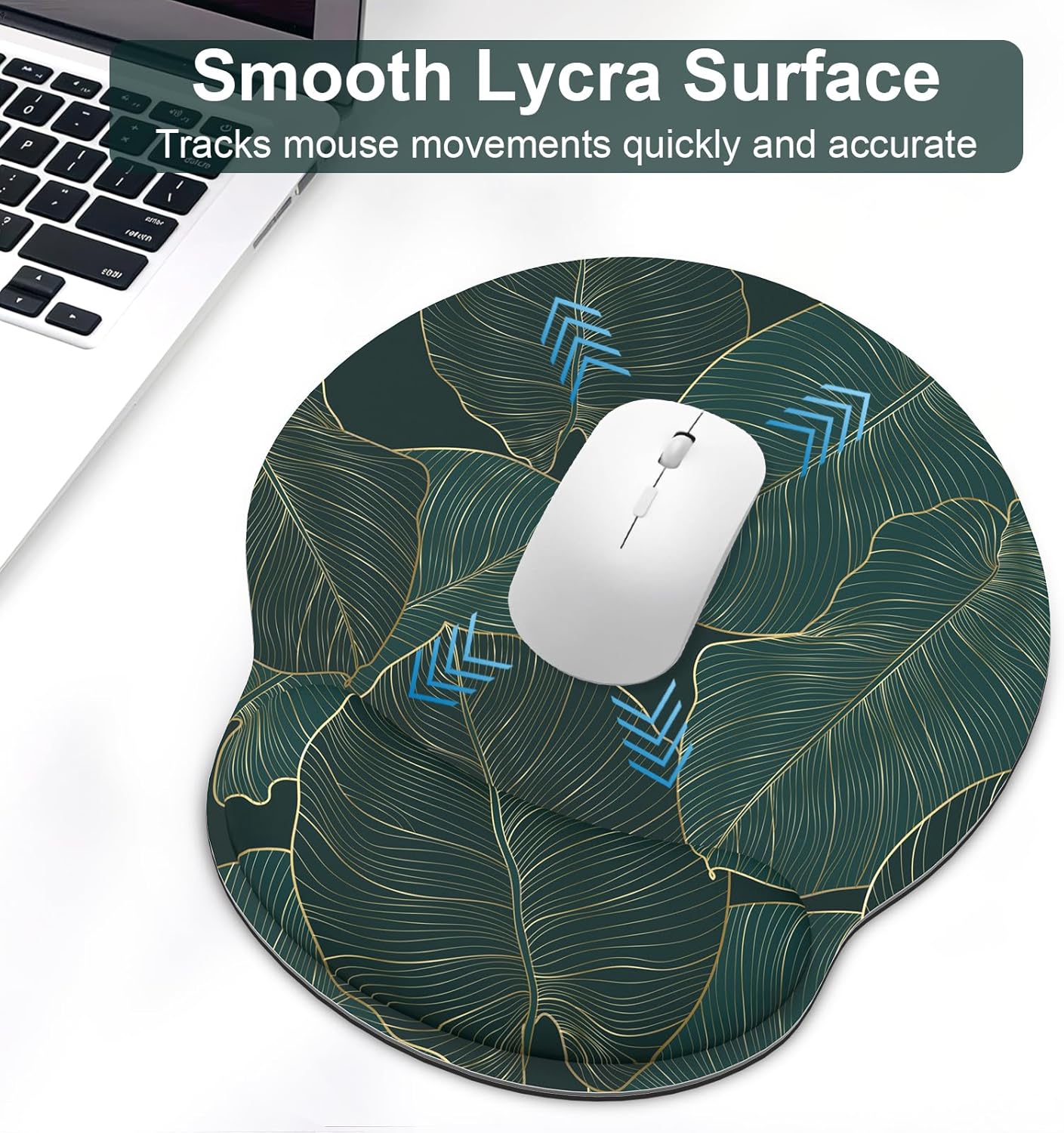 Ergonomic Mouse Pad with Wrist Rest and Keyboard Wrist Rest, Memory Foam Wrist Rest for Computer Keyboard, Easy Typing, Pain Relief, Mouse Pad Wrist Support for Gaming,Office, Laptop, Black Flower