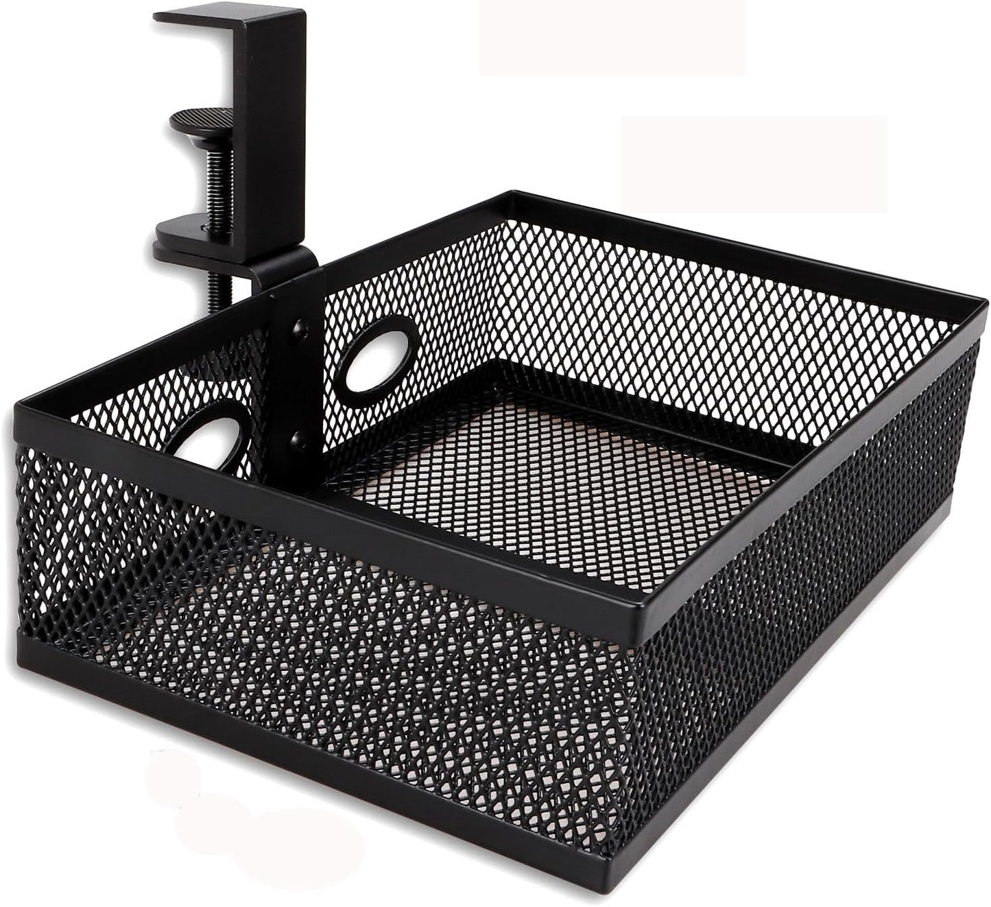 WOPPLXY Mesh Organizer and Swivel Pencil Drawer, Rotary Under Desk Drawer, Extra Sturdy C-Clamp Mount System and Easy to Install, 360 Rotatable Under Desk Storage Drawers (Black)