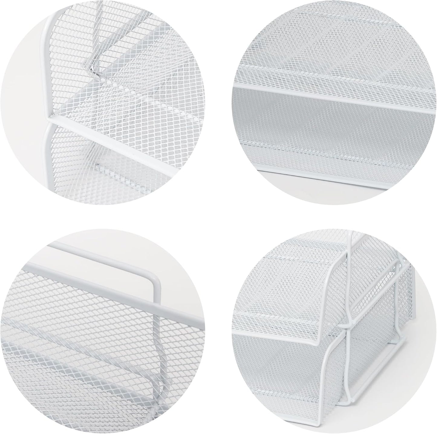 EASEPRES 2 Pack Stackable Desk Paper Tray, Metal Mesh Desktop Document Letter File Organizer for Office Home School, 13.5'' L x 9.75'' W x 5.5'' H, White