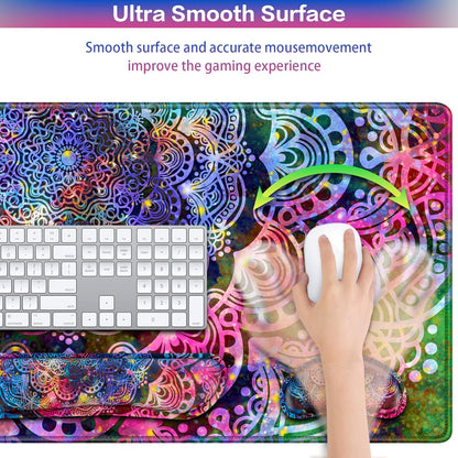 Desk Mat, Large Gaming Mouse Pad with Wrist Rest, 4in1 XXL Mousepad+Keyboard Wrist Rest+Mouse Pad Wrist Support+Cup Coaster Set Ergonomic Floral Computer Desk Arm Wrist for Decor Home Office Women