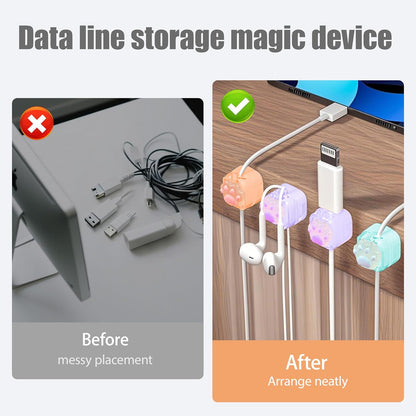 9Pack Magnetic Cable Clips for Nightstand, Adhesive Night-Glowing Cord Holder Organizer for Office Home Desk Wall Car (Star Cat Strawberry)