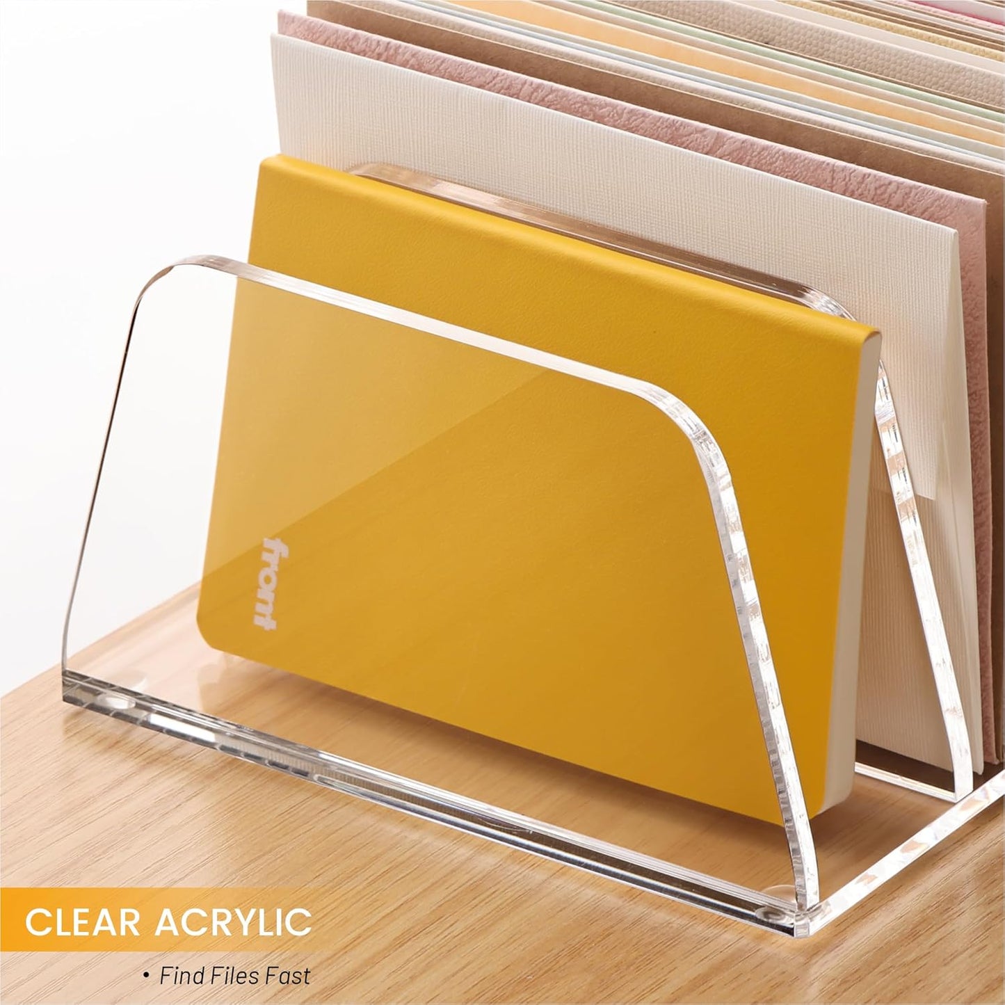 YUXUN Desk File Organizer,5-Section Vertical Clear Acrylic Desk Organizer File Holder Mail Sorter Office Organization for Office Home &Classroom（B5）