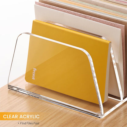 YUXUN Desk File Organizer,5-Section Vertical Clear Acrylic Desk Organizer File Holder Mail Sorter Office Organization for Office Home &Classroom（B5）