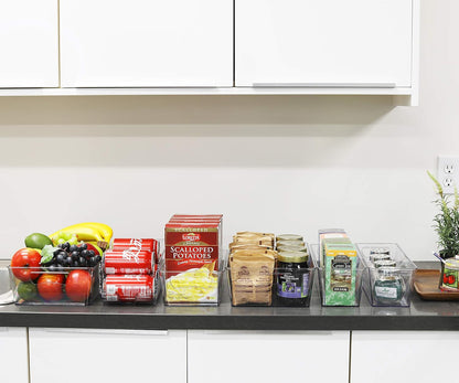 Simple Houseware 4 Pcs Kitchen Clear Bin Storage Organizer, 15" x 8" x 3.75"