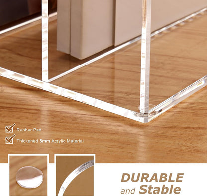 SANRUI Acrylic Magazine Holder Desk Organizer Workspace Sorters，Clear Bookend File Sorter Holder，Folder Rack, Office Accessories Organization Storage with 3 Vertical Compartments