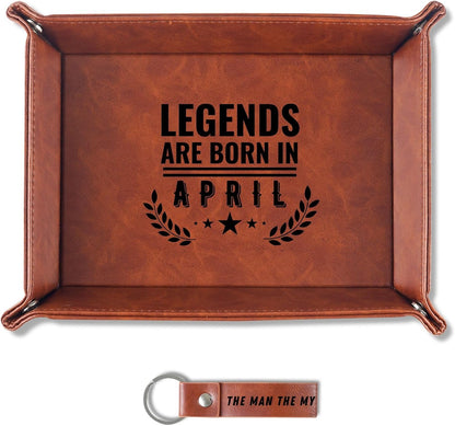 INNObeta Birthday Gifts for Men, Happy Birthday Valet Tray for Him, Male, Boyfriend, Son, Husband, Dad, Desktop Organizer PU Leather Tray - Legends are Born in September