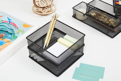 Annova Stackable Mesh Drawer Cabinet and Shelf Organizer Bins Storage Basket School Office Supply Holder Tray- Set of 2 (Gold, 3x3x2 Inch)