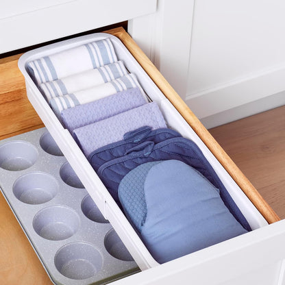 YouCopia DrawerFit Sliding Drawer Tray with Adjustable Dividers, Expandable Kitchen Storage Organizer, Speckled White