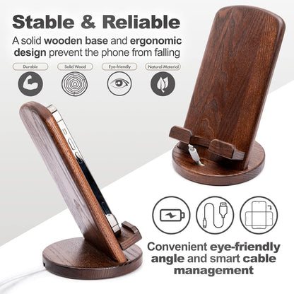 TESLYAR Wood Cell Phone Stand – Elegant Phone Holder for Nightstand & Desk | Portable Office Gift for Men, Dad & Husband | Compatible with iPhone & Android