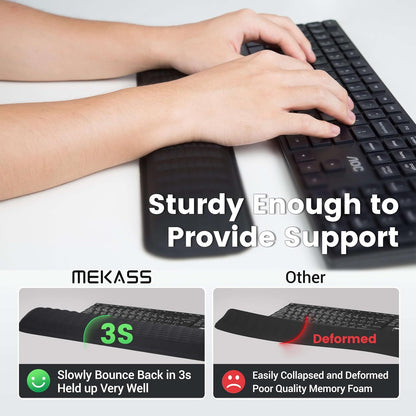 MEKASS Keyboard Wrist Rest, Soft Memory Foam Wrist Support for Keyboard, Keyboard Hand Rest Pad for Wrist Pain Relief, Keyboard Wrist Guard for Long Hours of Work, Gaming, Studying（Classic Black）