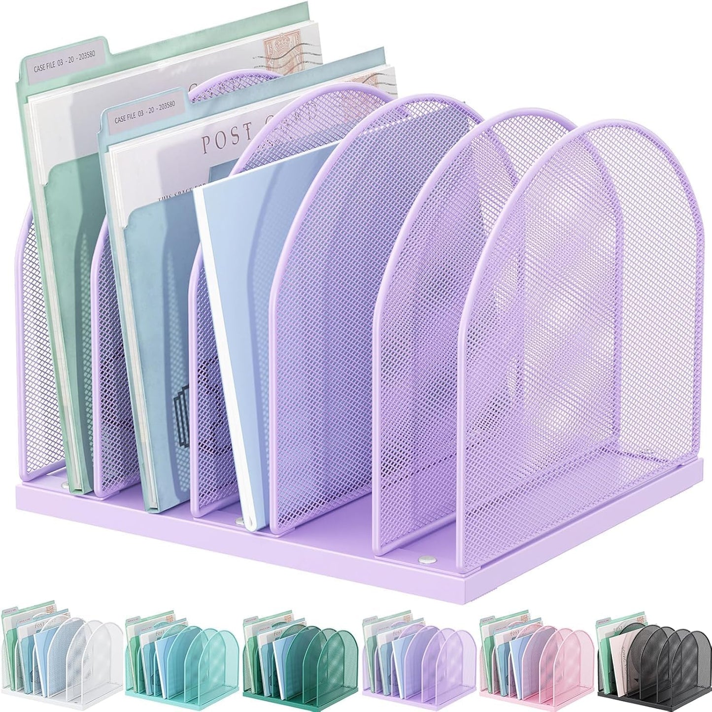 gianotter Desktop File Organizer, Desk Organizer with 5 Compartments, Paper Organizer for Desk, Workspace Organizers for Office Supplies (Black, Upright Style)