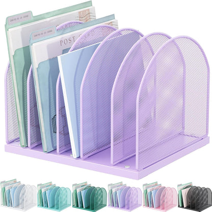 gianotter Desktop File Organizer, Desk Organizer with 5 Compartments, Paper Organizer for Desk, Workspace Organizers for Office Supplies (Black, Upright Style)