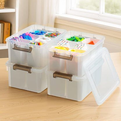 Citylife 17 QT Plastic Storage Bins Clear Storage Box with Lids Multipurpose Stackable Storage Containers for Organizing Tool, Craft, Crayon