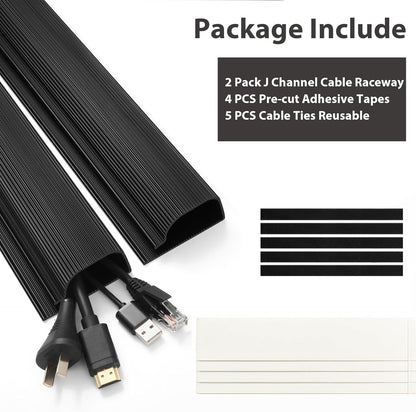 ZhiYo 2 Pack Large Capacity Cable Management Tray, Under Desk Cable Tray 31.5in(2X L15.7in), PVC Standing Desk Cord Management Ideas, Cable Organizer for Office and Home - White