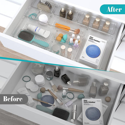 StorMiracle 28 PCS Clear Plastic Drawer Organizers Set, 4 Size Desk Drawer Organizer Trays for Makeup, Jewelry, Kitchen Utensils, Gadgets and Office Accessories