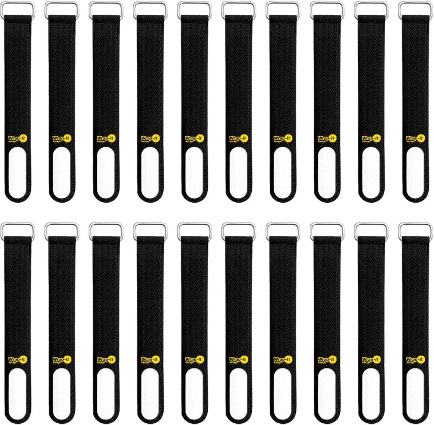 Wrap-It Storage Cinch-Straps, 5" 20 Pack (Red), Features Metal Buckle and Write on Label for Easy Cord Identification and Cable Management, Reusable Multi-Purpose Securing Cinch Straps