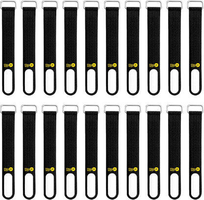 Wrap-It Storage Cinch-Straps, 5" 20 Pack (Red), Features Metal Buckle and Write on Label for Easy Cord Identification and Cable Management, Reusable Multi-Purpose Securing Cinch Straps