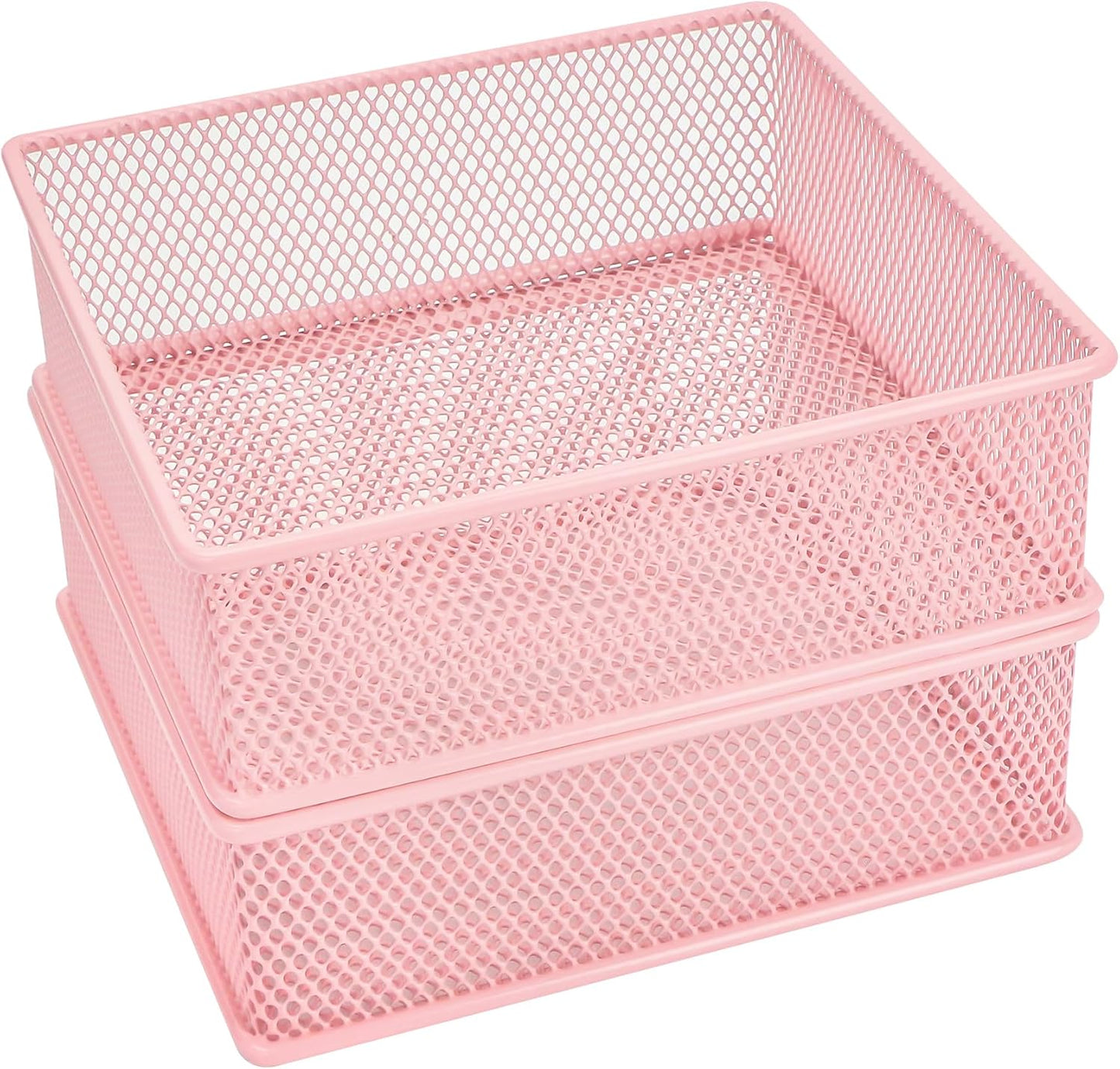 Annova Stackable Mesh Drawer Cabinet and Shelf Organizer Bins Storage Basket School Office Supply Holder Tray- Set of 2 (Gold, 3x3x2 Inch)