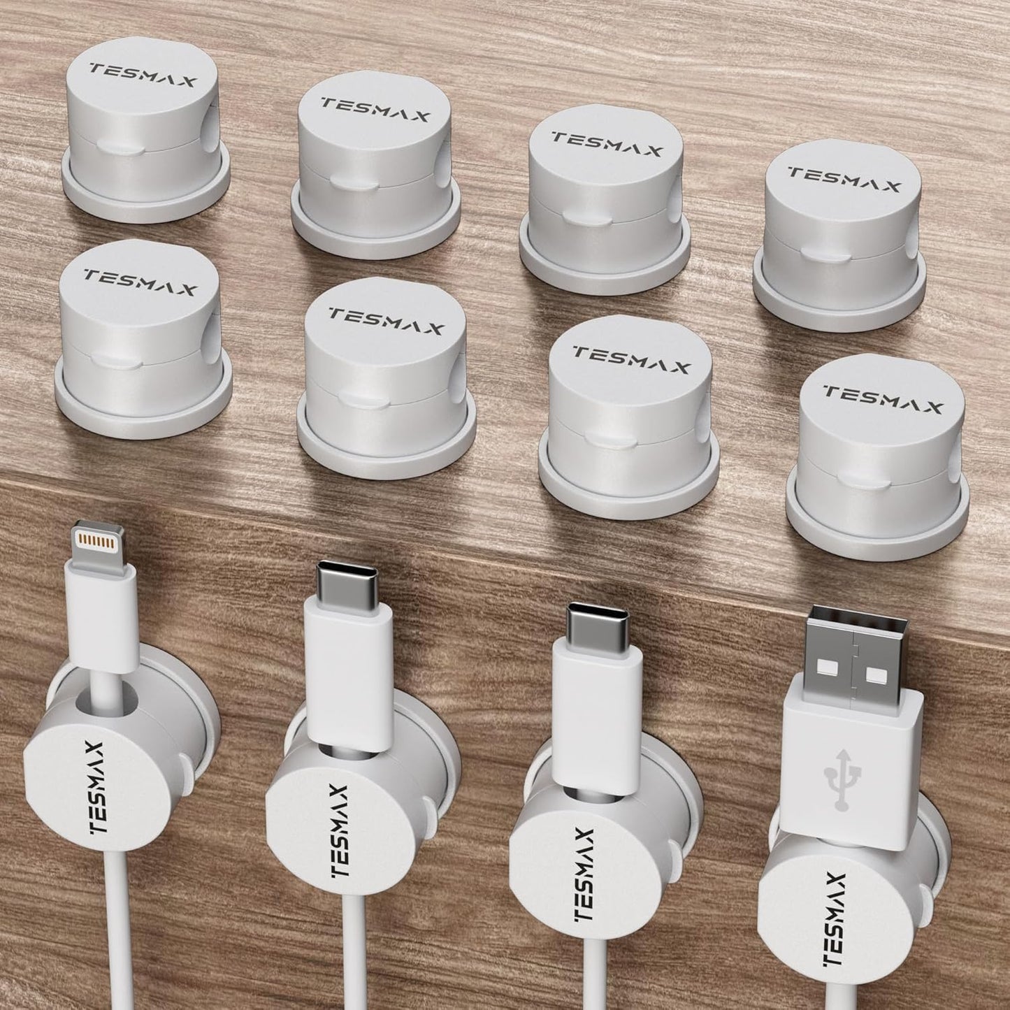Magnetic Cord Holder 360°Rotation Cord Organizer, 6Pack Cable Clips [1s Lock] Adhesive Cable Management Desk Organizers and Accessories, Phone Charging Wire Holder for Nightstand,Car,Home Office