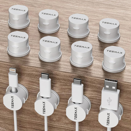 Magnetic Cord Holder 360°Rotation Cord Organizer, 6Pack Cable Clips [1s Lock] Adhesive Cable Management Desk Organizers and Accessories, Phone Charging Wire Holder for Nightstand,Car,Home Office