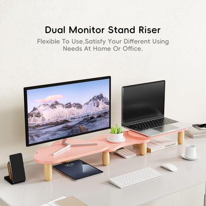 AFOOYO Monitor Stand Riser,31.5-Inch LED Light Wood Computer Monitor Stand with Adjustable Acrylic Legs,Desk Accessories Desktop Organizer Stand for, Computer,Laptop,Printer,PC TV Screen Riser,Black