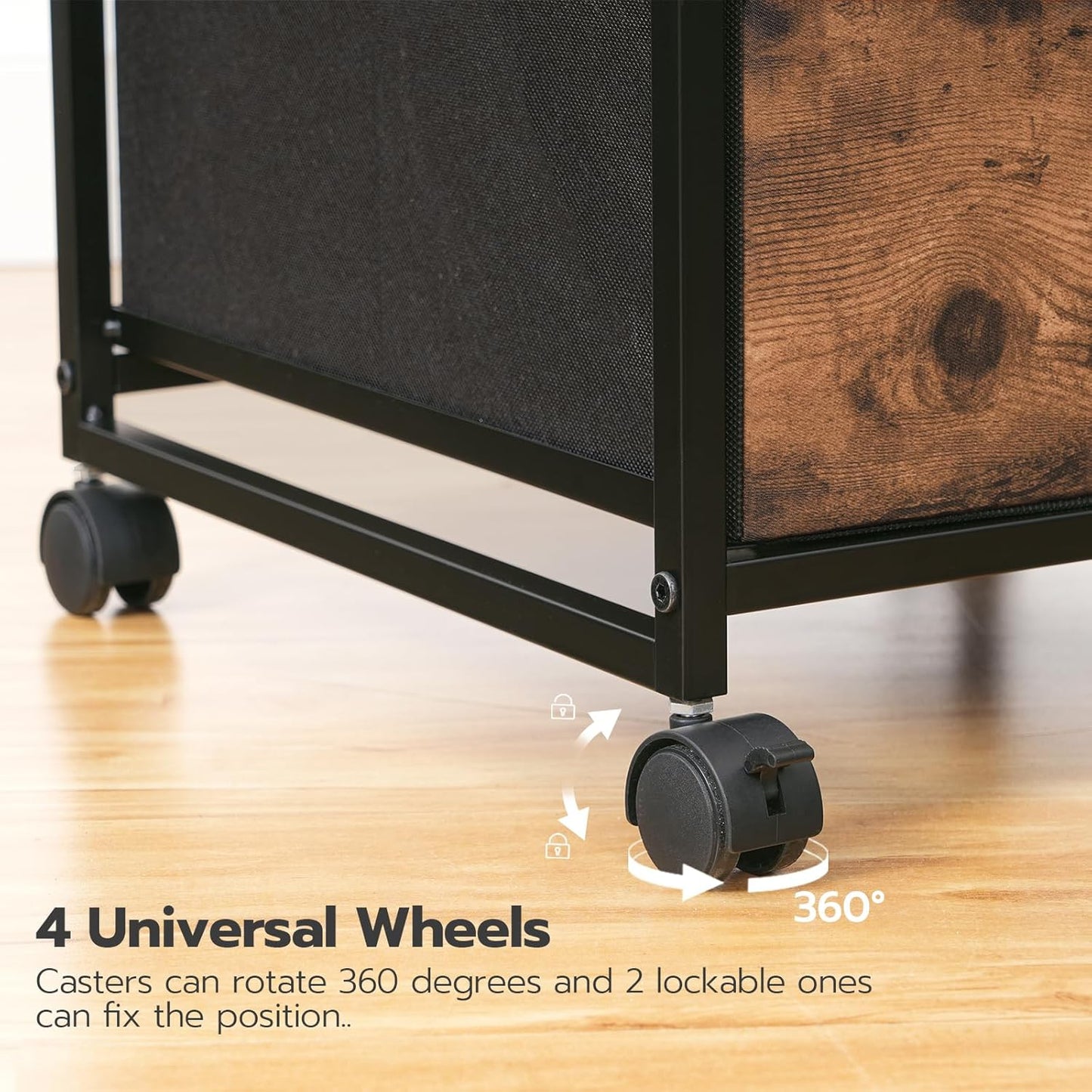 HOOBRO 3-Drawer Mobile File Cabinet, Vertical Filing Cabinet, Under Desk Storage Drawers for Home Office, Rolling Printer Stand, A4/Letter-Sized, Nonwovens Drawer, Rustic Brown and Black BFK30WJ01