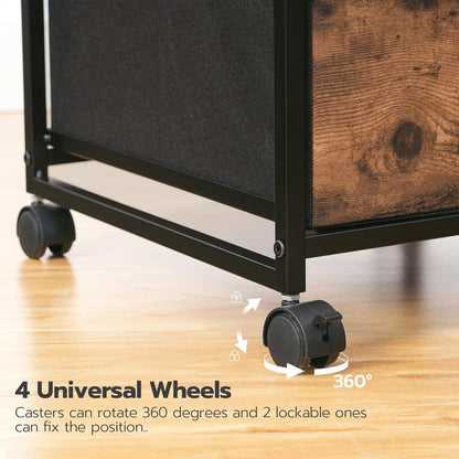 HOOBRO 3-Drawer Mobile File Cabinet, Vertical Filing Cabinet, Under Desk Storage Drawers for Home Office, Rolling Printer Stand, A4/Letter-Sized, Nonwovens Drawer, Rustic Brown and Black BFK30WJ01
