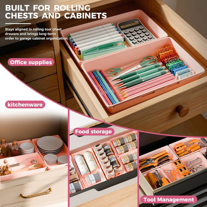 10 PCS Tool Box Drawer Organizers, Large & Medium Tool Trays for Tool Box Organization, Tool Organizers and Storage for Garage and Rolling Tool Chest
