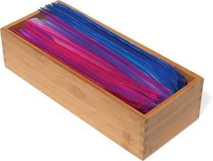 Lipper International Bamboo Wood Utensil Holder Storage Box for Cooking Tools, Makeup, or Office Supplies, 4" x 9 1/4" x 3"
