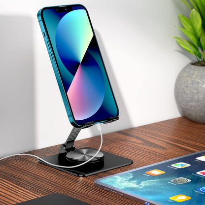 360 Rotatable Foldable Phone Stand for Desk,Fully Adjustable Desktop Phone Holder Cradle Dock Compatible with iPhone 17 16 15 14 13 12 11 Pro Max,Tablets,All Phones(Pink)