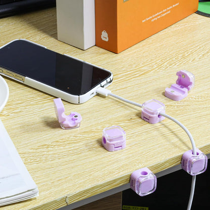 6 Pack Magnetic Cable Clips, Cable Organizer Holder Magnet Cable Management Adhesive Charger Clips Wire USB Cord Manager Keeper for Home Office Car Wall Desk Phone Nightstand (Purple)
