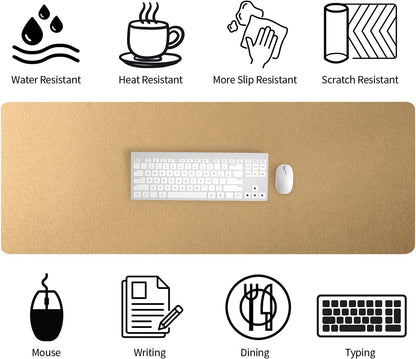 Bloss Leather Desk Pad and Keyboard Wrist Rest, Large Mouse Pad + Keyboard Pad+Mouse Wrist Support, Non-Slip Desk Mat Protector for Office, Home(31.5×15.7 Inches,Beige)