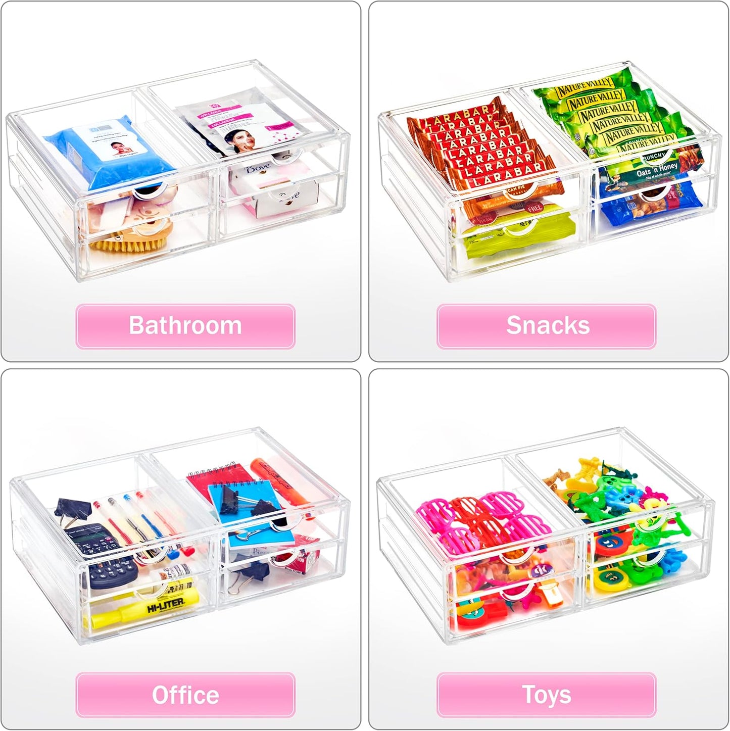 Sorbus Large Stackable Acrylic Drawers - 1 Clear Storage Drawers for Organizing Make up, Nail Polish, Hair Accessories, and Beauty Supplies - Makeup Organizer for Vanity, Bathroom Organizer Countertop
