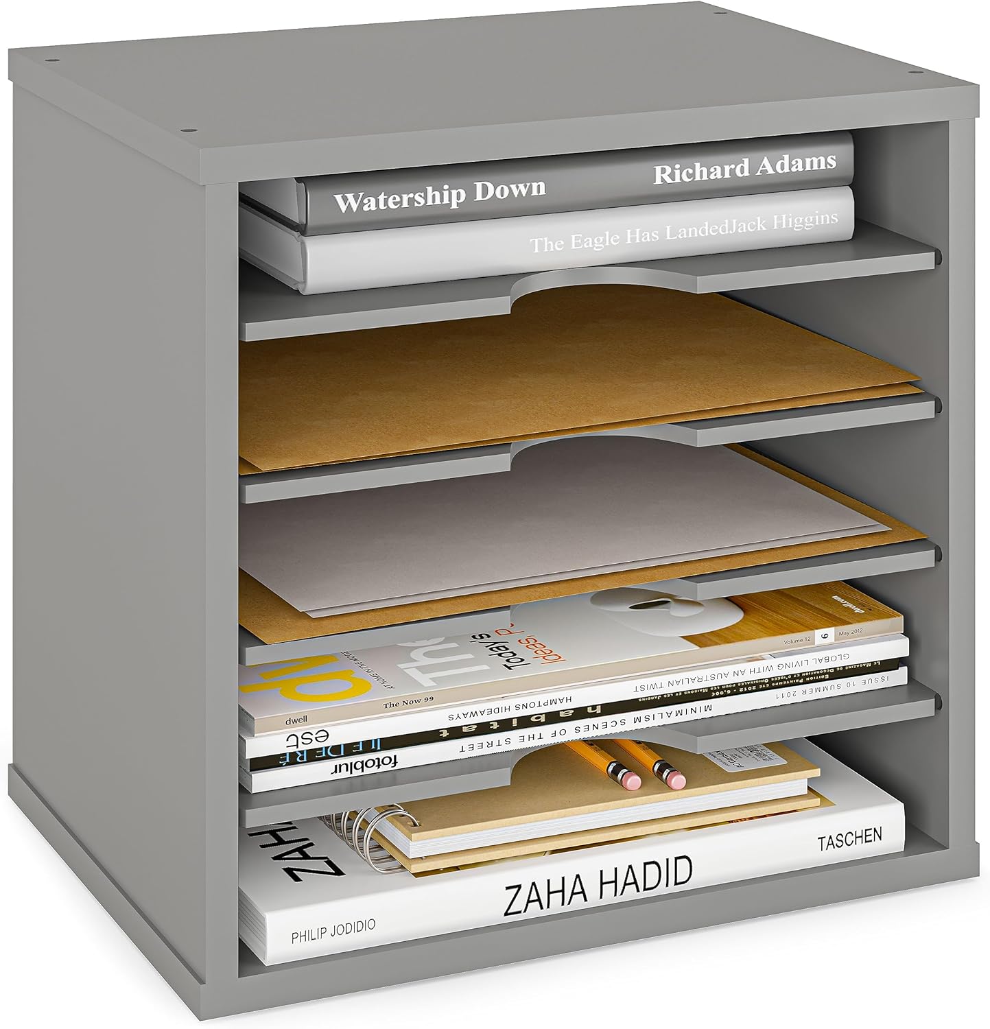 Ballucci File Organizer Paper Sorter, 5 Tier Adjustable Shelves Office Desk Organizer, 13 5/8" x 9 1/4" x 12", Black