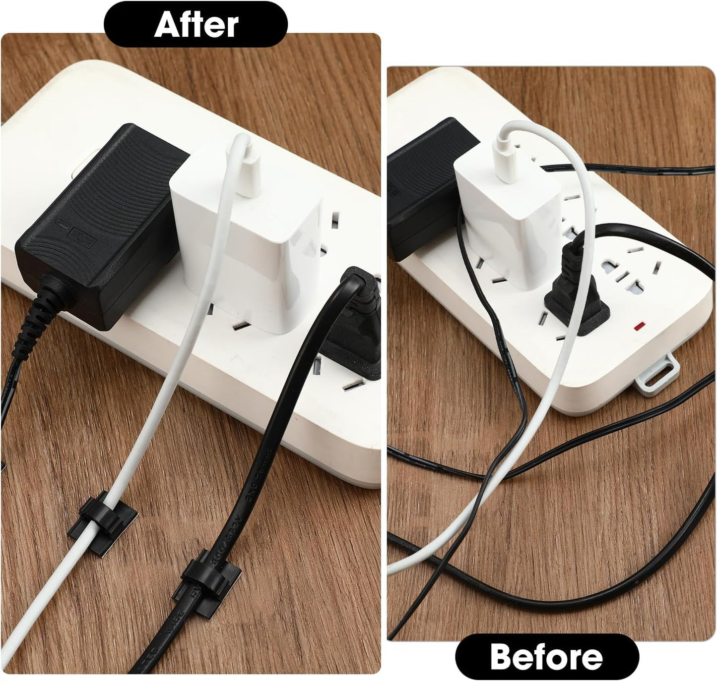 Eboot 100 Pieces Adhesive Cable Wire Clips Strong Cord Clips Wire Holders Cable Cord Management Straps Clamps Tie Holder for the Wall, Under Desk, Car, Office and Home