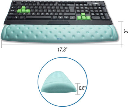 BRILA Keyboard Wrist Rest Support Cushion Pad for Computer, Laptop, Office Work, PC Gaming - Memory Foam Gel with Massage Holes Design - Non-Slip Easy Typing Wrist Pain Relief (Black Keyboard Pad)