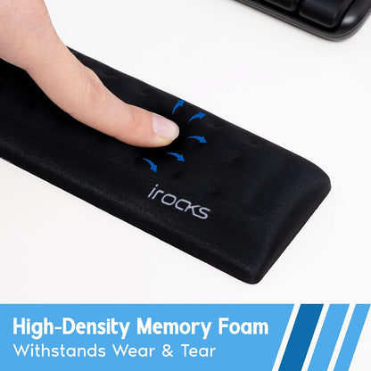i-Rocks Memory Foam Keyboard Wrist Rest - Pain-Reducing Wrist Rest for Computer Keyboard - Non-Slip Rubber Base Wrist Rest - Cooling Keyboard Pad for Long Hours of Work, Studying, Gaming